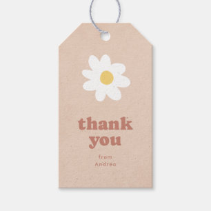 Vielen Dank Retro Daisies Babydusche Geschenkanhänger