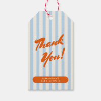 Vielen Dank Retro Orange Blue Stripes Baby Dusche