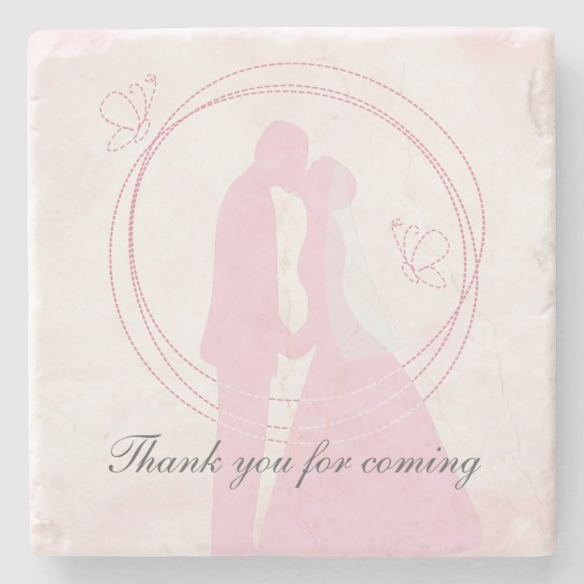 Vielen Dank Romantic Dreamy Pink Wedding Couple Steinuntersetzer (Vorderseite)