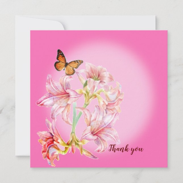 Vielen Dank, rosa Blume Dankeskarte (Vorderseite)