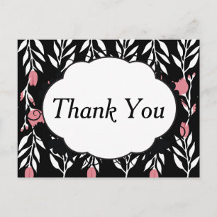 Vielen Dank, Rosa Floral und Schwarz Postkarte