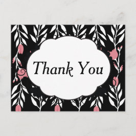 Vielen Dank, Rosa Floral und Schwarz Postkarte