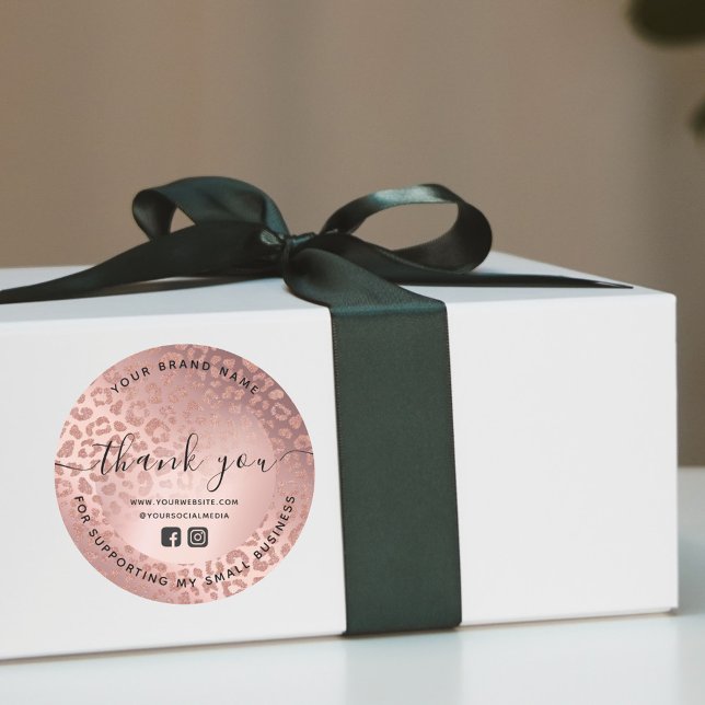 Vielen Dank Rose Gold Animal Print Runder Aufkleber (Von Creator hochgeladen)