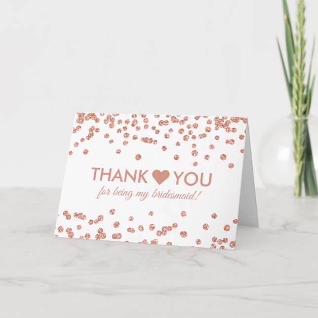 Vielen Dank Rose Gold Glitzer Confetti White Dankeskarte (Vorderseite)