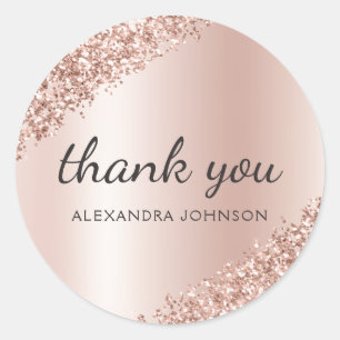 Vielen Dank Rose Gold Glitzer Sparkle Business Runder Aufkleber