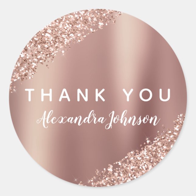 Vielen Dank Rose Gold Glitzer Sparkle Business Runder Aufkleber (Vorderseite)