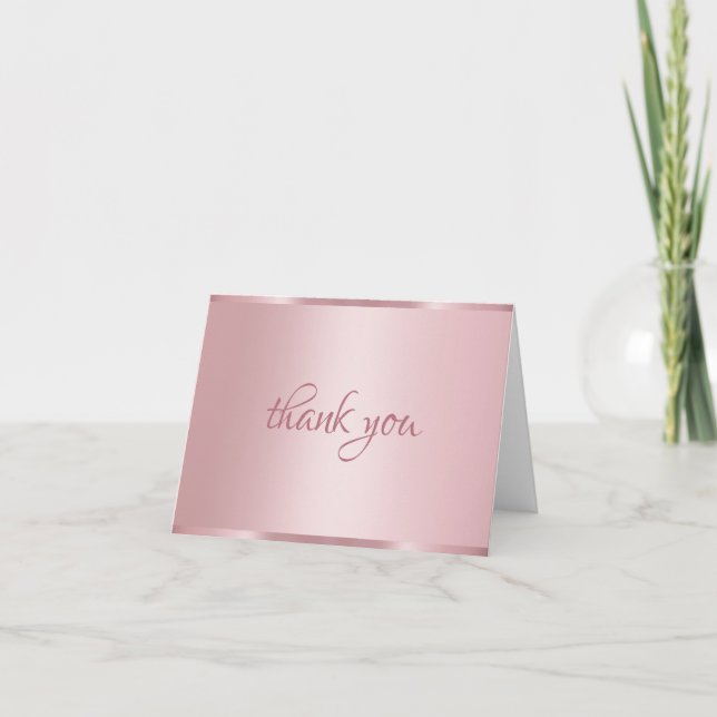 Vielen Dank Rose Gold handgeschriebene Skripttext  Dankeskarte (Vorderseite)