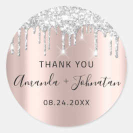 Vielen Dank Rose Gold Name Datum Schwarz Silver Gr Runder Aufkleber