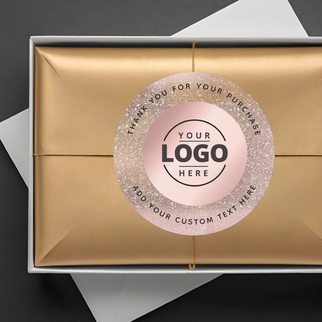 Vielen Dank Rose Gold Pastell Glitzer Logo Runder Aufkleber (Von Creator hochgeladen)