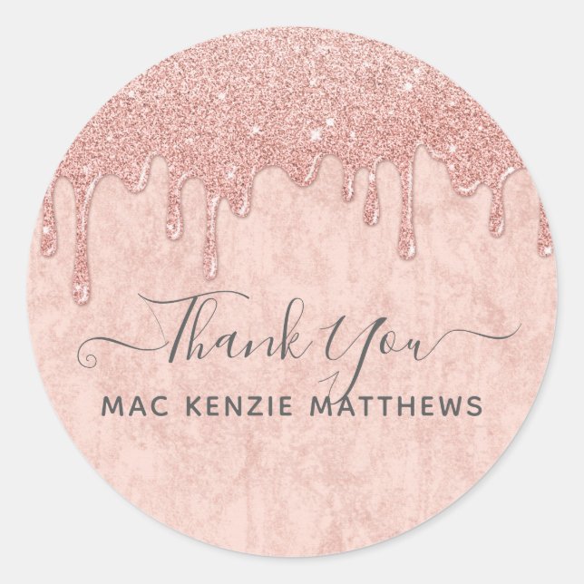Vielen Dank Rose Gold Pink Drift Glitzer Sticker (Vorderseite)