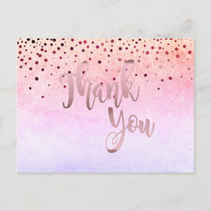 Vielen Dank Rose Gold Pink Glitzer Confetti Postkarte