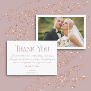 Vielen Dank Rose Gold Typografie Hochzeitskarte Karte