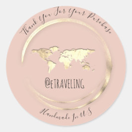 Vielen Dank Rose Gold World Map Reisemöglichkeiten Runder Aufkleber