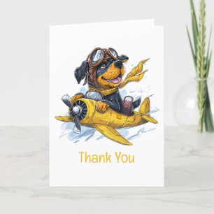 Vielen Dank Rottweiler Hund Pilot Flugzeug Dankeskarte