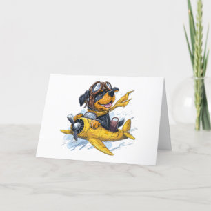 Vielen Dank Rottweiler Hund Pilot Flugzeug Dankeskarte