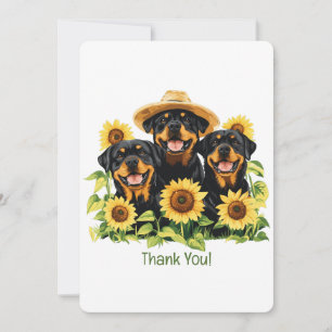 Vielen Dank Rottweiler Hunde umgeben von Sonnenblu Dankeskarte