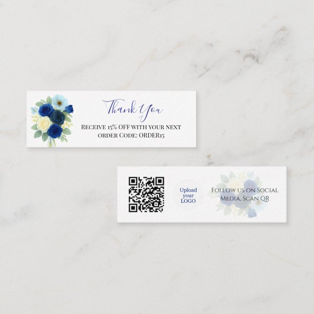 Vielen Dank Royal Blue Rose Discount Code QR Beila Mini Visitenkarte (Vorne/Hinten)