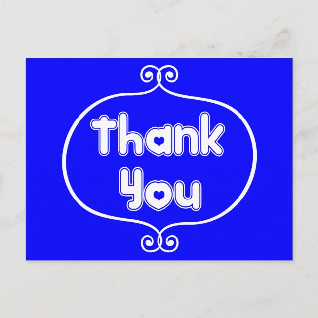 Vielen Dank, Royal Blue & White Hearts Wedding, Li Postkarte (Vorderseite)