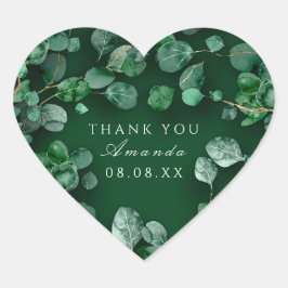 Vielen Dank Rustic Green Eucalyptus Woodland Gefal Herz-Aufkleber