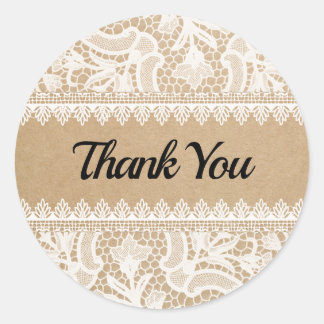 Vielen Dank, Rustic Lace Custom Runder Aufkleber