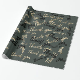 Vielen Dank Sage Green Gold Caligraphy Gefallen Geschenkpapier
