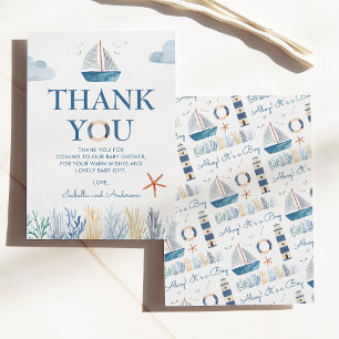 Vielen Dank Sailboat Nautical Baby Dusche Dankeskarte