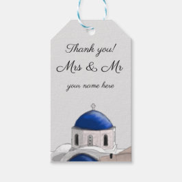 Vielen Dank Santorini Blue Dome Geschenkmarke Geschenkanhänger
