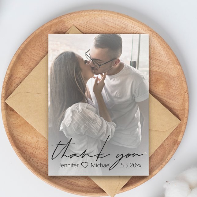 Vielen Dank, schicke Handschrift, Hochzeitskino Fo Mitteilungskarte (Von Creator hochgeladen)