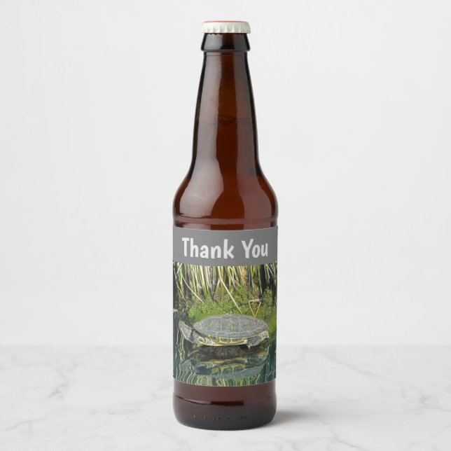 Vielen Dank Schildkröte mit Wasser Reflektion Natu Bierflaschenetikett (Vorderseite)