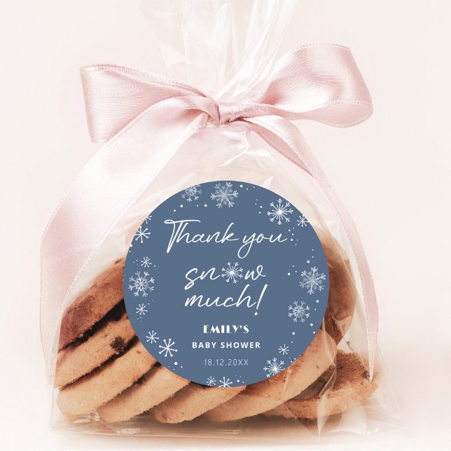 Vielen Dank Schnee viel blaue Babydusche Runder Aufkleber (Von Creator hochgeladen)