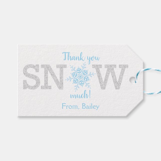 Vielen Dank Schnee viel Winter ONEderland Blue Sil Geschenkanhänger (Vorderseite (Horizontal))