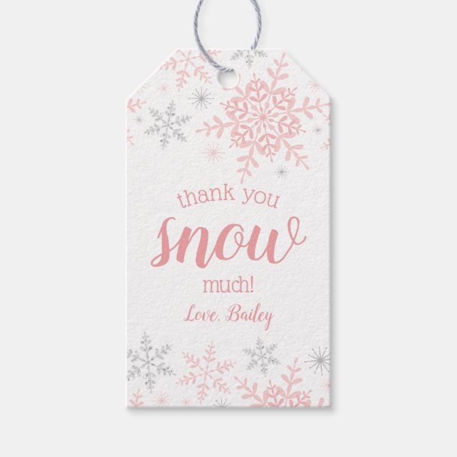 Vielen Dank Schnee viel Winter ONEderland Pink Sil Geschenkanhänger (Vorderseite)