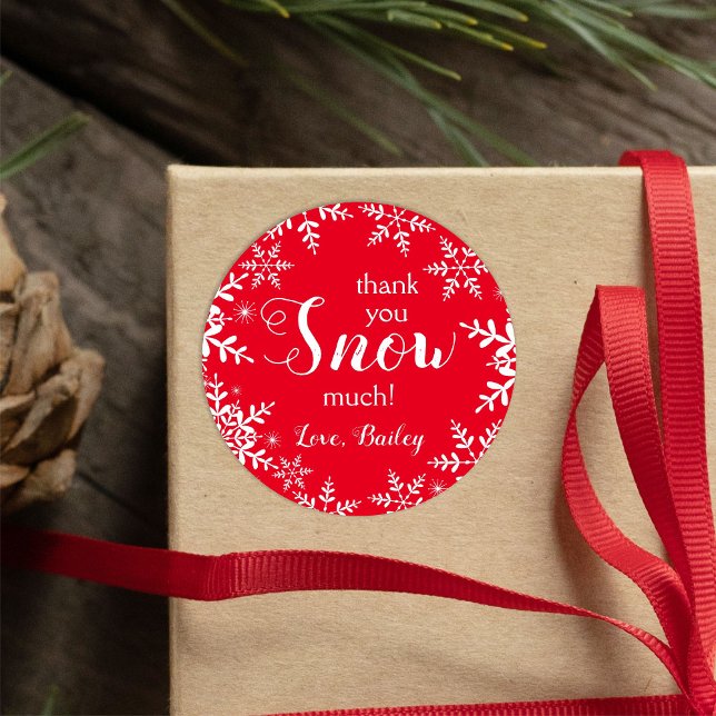 Vielen Dank Schnee viel Winter Schneeflocken Rot Runder Aufkleber (Von Creator hochgeladen)