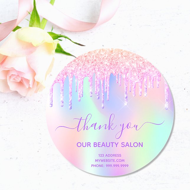 Vielen Dank Schönheitssalon Business Glitzer iride Runder Aufkleber (Von Creator hochgeladen)