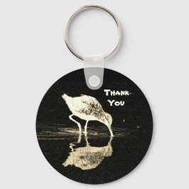 Vielen Dank Schwarz-weiß Beach Bird mit Reflektion Schlüsselanhänger
