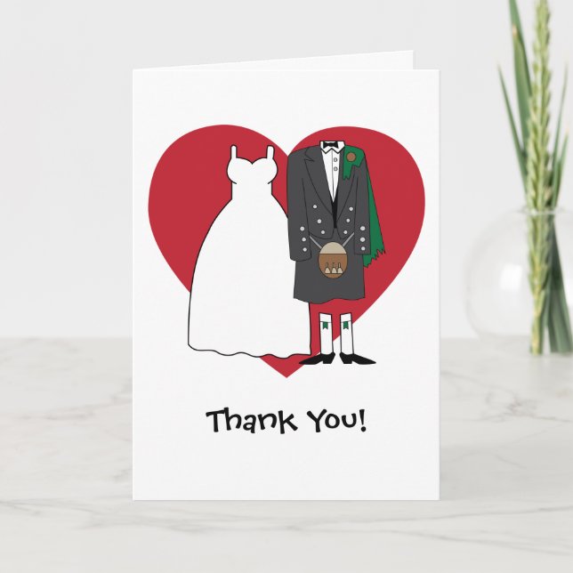 Vielen Dank, Scottish Bride & Groom Dankeskarte (Vorderseite)