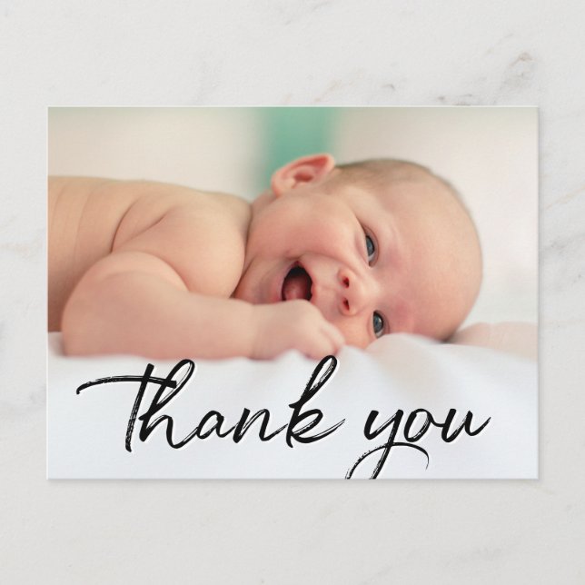 Vielen Dank, Script Baby Foto Birth Ankündigung (Vorderseite)