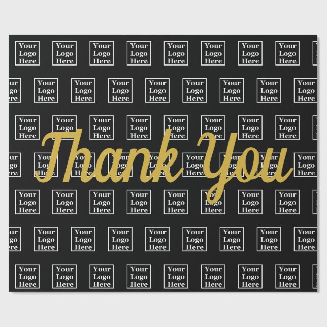 Vielen Dank Script Black Your Logo Hier Vorlage Geschenkpapier (Flach)