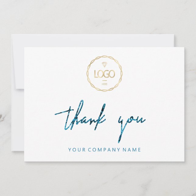 Vielen Dank Script Business Insert Card Logo Blue Einladung (Vorderseite)
