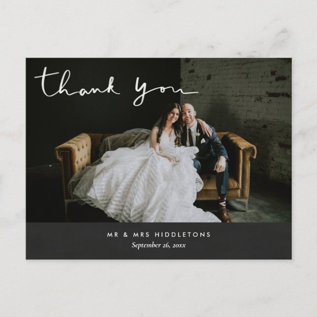 Vielen Dank, Script | Chalkboard Vintage Wedding  Postkarte (Vorderseite)