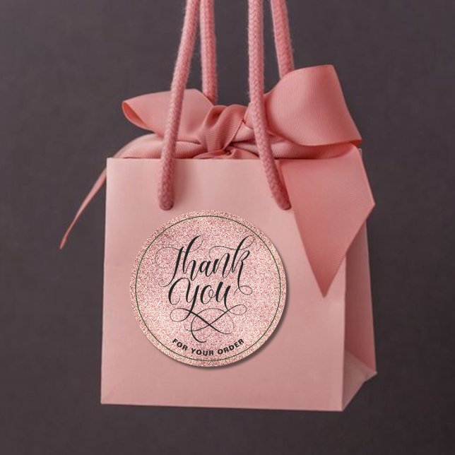 Vielen Dank Script errush Rose gold Glitzer ombre Runder Aufkleber (Von Creator hochgeladen)