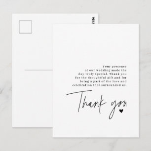 Vielen Dank, Script Wedding Heart Danksagung Nachr Postkarte