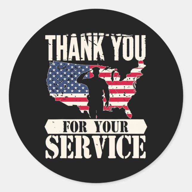 Vielen Dank Service Veteran America Patriot Milita Runder Aufkleber (Vorderseite)