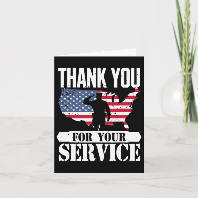 Vielen Dank Service Veteran Salute Patriot Militar Karte (Vorderseite)