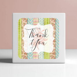 Vielen Dank Shabby Hütte Chic Rose Rustic Wood Quadratischer Aufkleber
