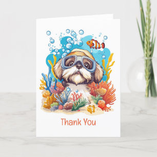 Vielen Dank Shih Tzu Dog Schnorkeling Korallenriff Dankeskarte