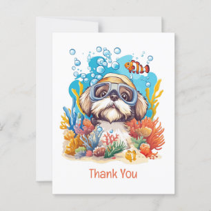 Vielen Dank Shih Tzu Dog Schnorkeling Korallenriff Postkarte