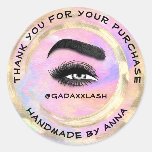Vielen Dank Shopping Makeup Artist Lash Holograph Runder Aufkleber (Vorderseite)