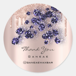 Vielen Dank Shopping Rose Glitzer Navy Floral Runder Aufkleber