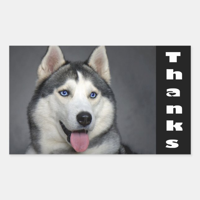 Vielen Dank Siberian Husky Welpe Hund Custom Stick Rechteckiger Aufkleber (Vorderseite)
